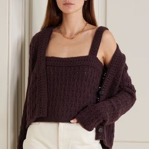 Vince Knitted Crop Top in Plum Large